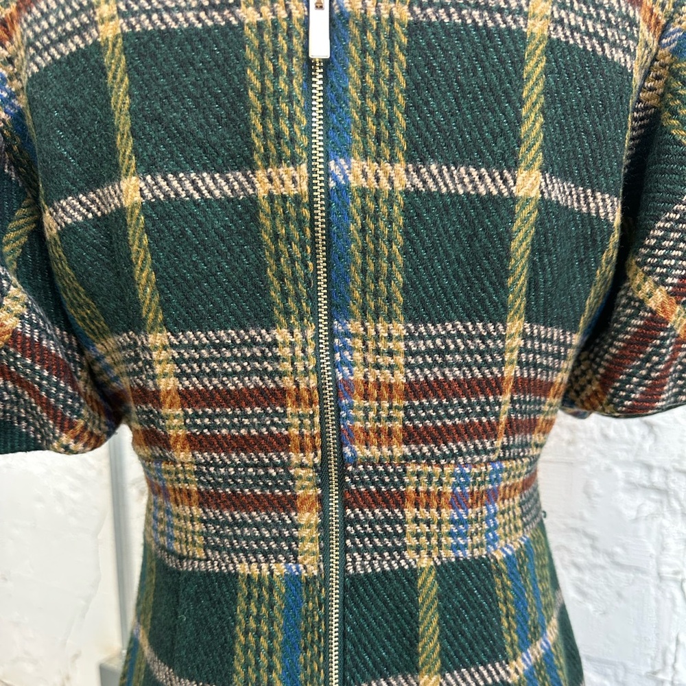 NWT Ivy City holly plaid dress puff sleeves green midi Women’s Size SMALL - Picture 6 of 8